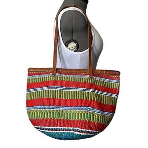 Woven recycled plastic Market bag with zipper